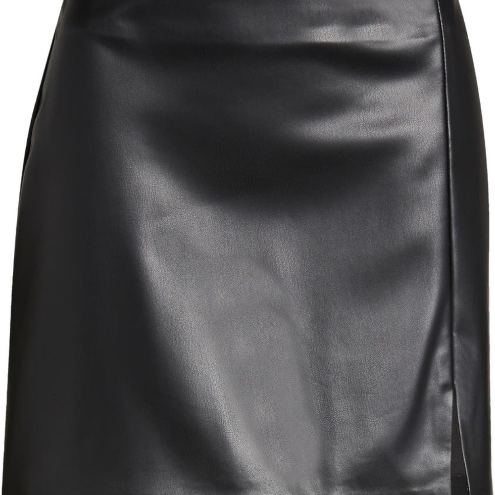 Topshop Black Faux Mini Leather Skirt 14P US
